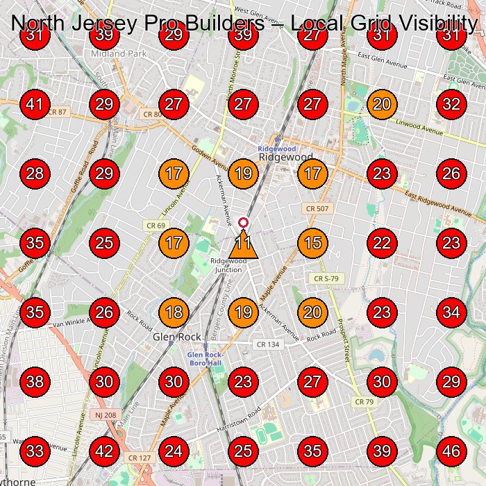 North Jersey Pro Builders GeoGrid visibility map for Contractor in Fair Lawn